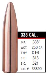 BARNES X 33890 .338 250GR - Luodit - I3523 - 2