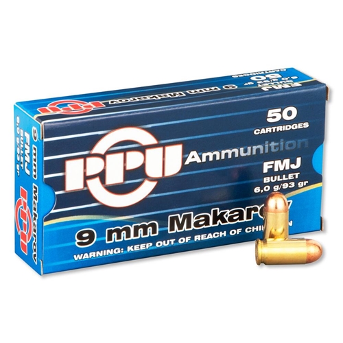 PPU 9mm Makarov FMJ 6,0g - Käsiase patruunat - ZZZ0008006 - 1