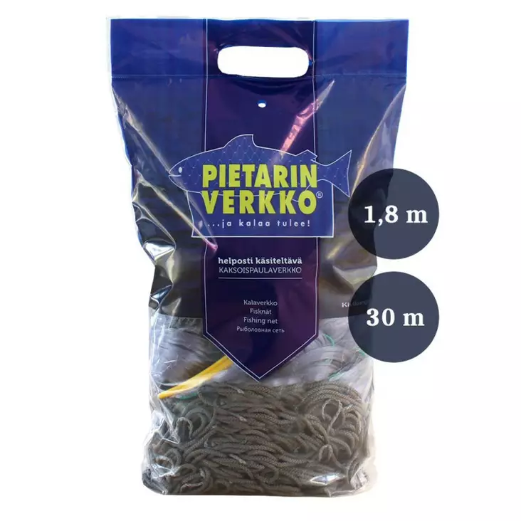 Pietarin kaksoispaula 50mm x 1.8m x0.17 x30m sin/harm - Pyydyskalastus - G3997 - 1