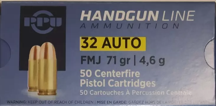 PPU 7,65 BROWNING 4,6G FMJ - Käsiase patruunat - I2858 - 1