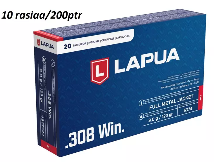 LAPUA .308win 8G FMJ 10 Rasiaa - Kaliiperi .308 - ZZZ0013549 - 1